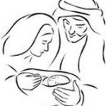 Holy family - line art icon